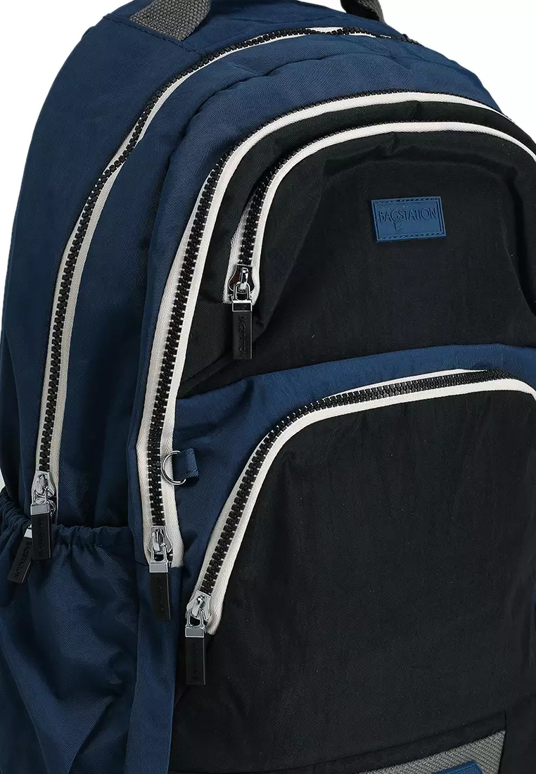 Colour Block Nylon Large Backpack