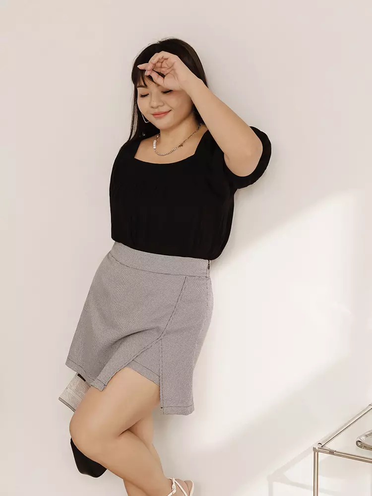 Plaid slit A-line skort [BA7514]