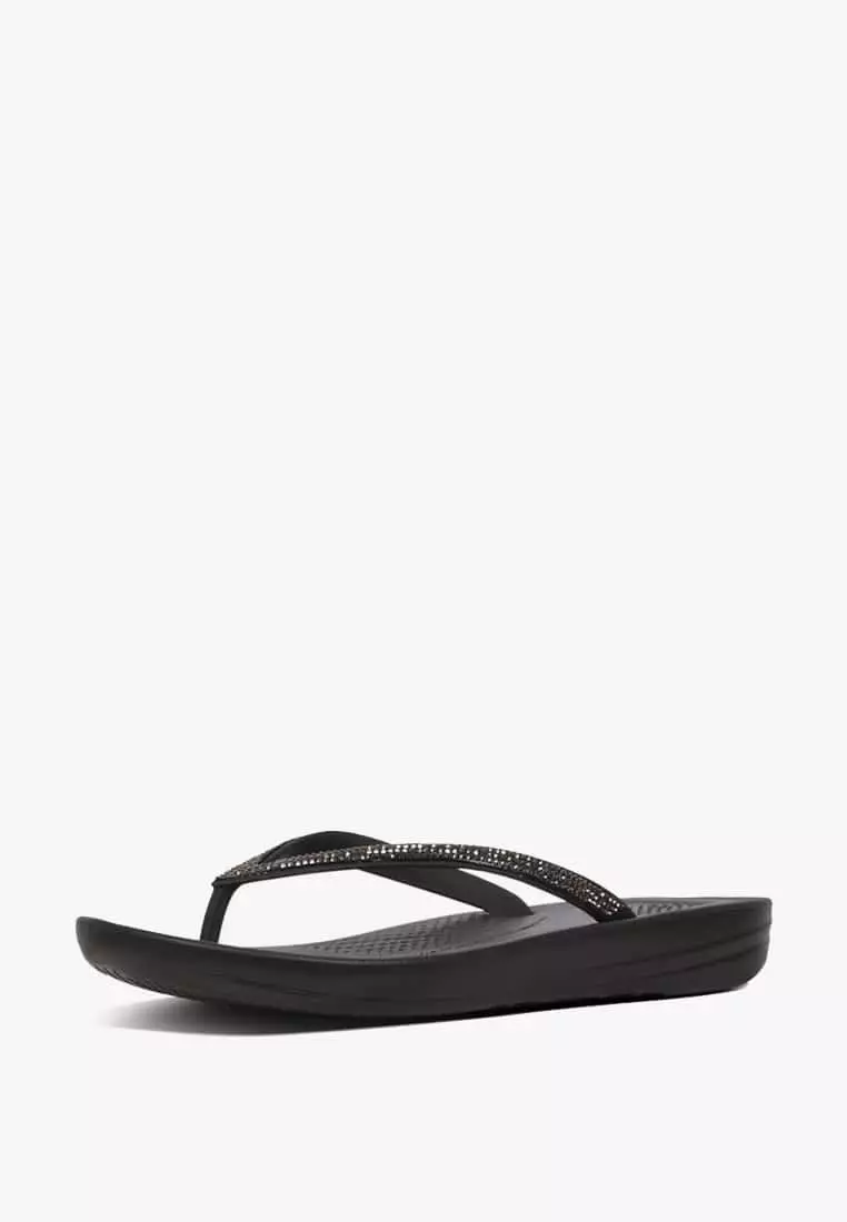 Discount on Fitflop  shoes - SKU: Iqushion Sparkle Flip-Flops R08-001 Women Sandals - Black
