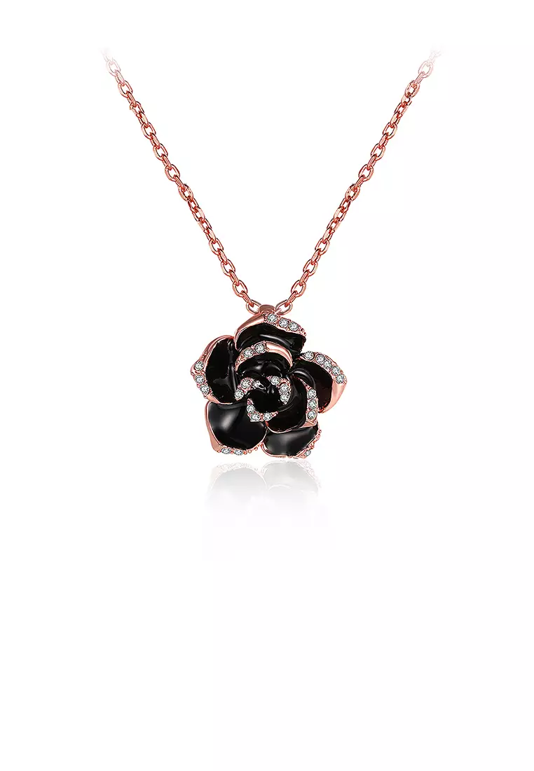 Buy Glamorousky Elegant Plated Rose Gold Rose Pendant with