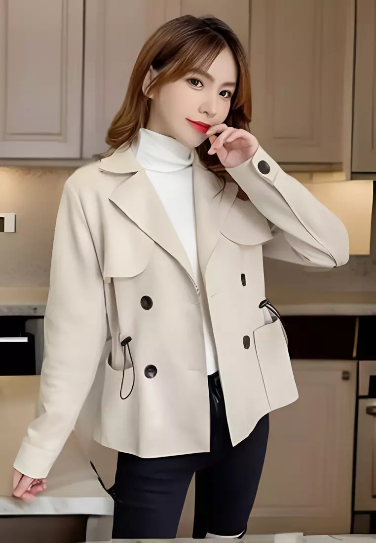 Double Breasted Suede Coat Jacket