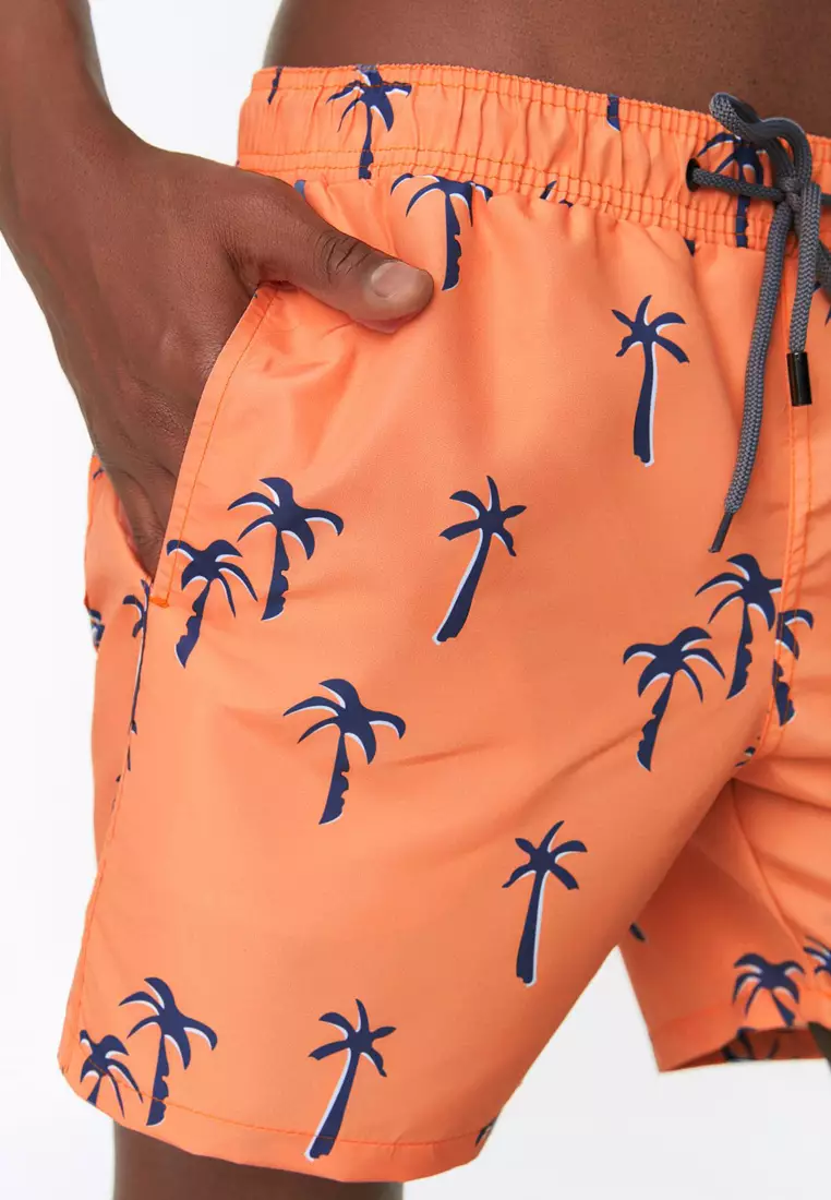 Salmon Tropical Printed Standard Size Swimsuit Swim Shorts TMNSS21DS0021