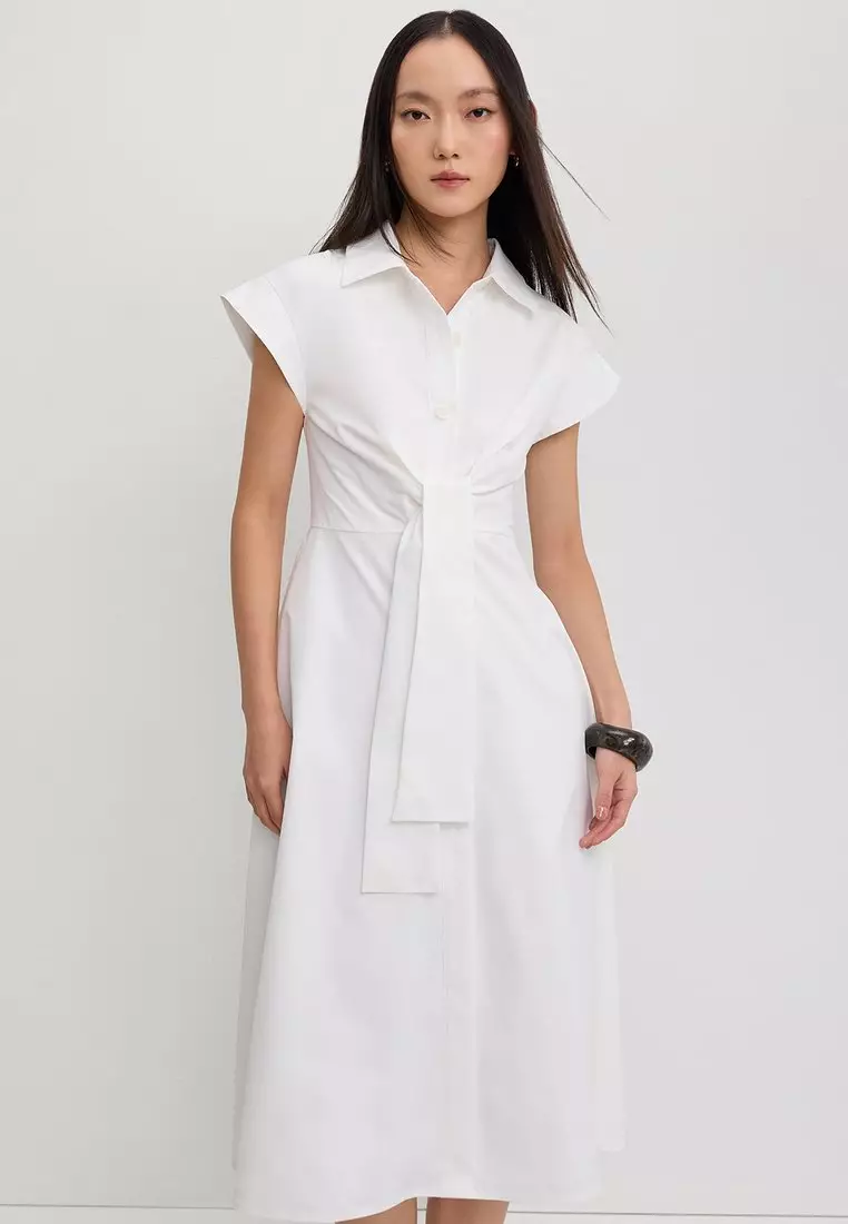 Pomelo Tie-Front Shirt Dress White 2026 Buy Pomelo Online
