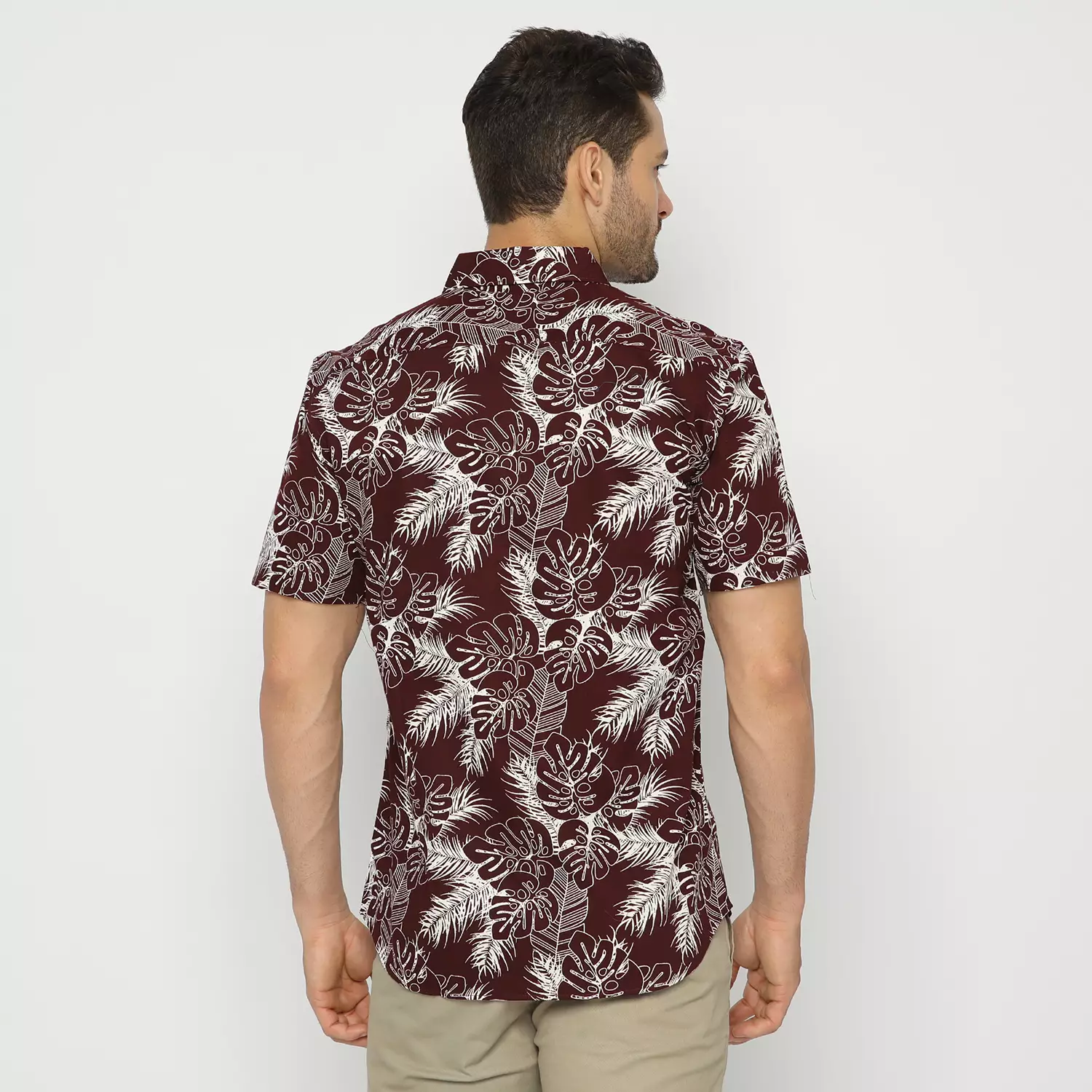 Platini Kemeja Hawai Pria Lengan Pendek Maroon 132043