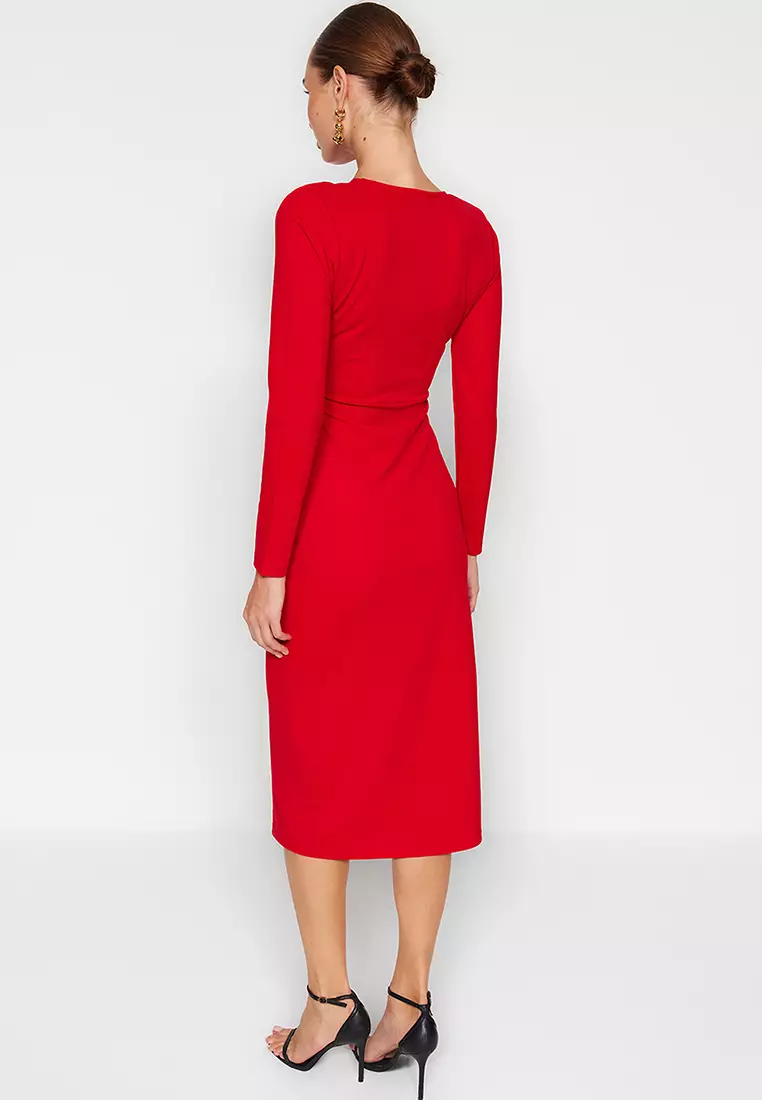 Drape Effect Midi Dress