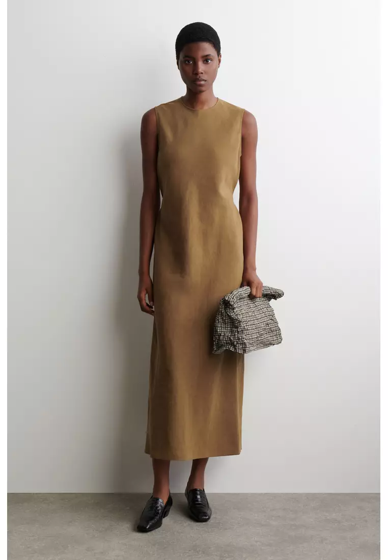 LINEN-BLEND MAXI DRESS