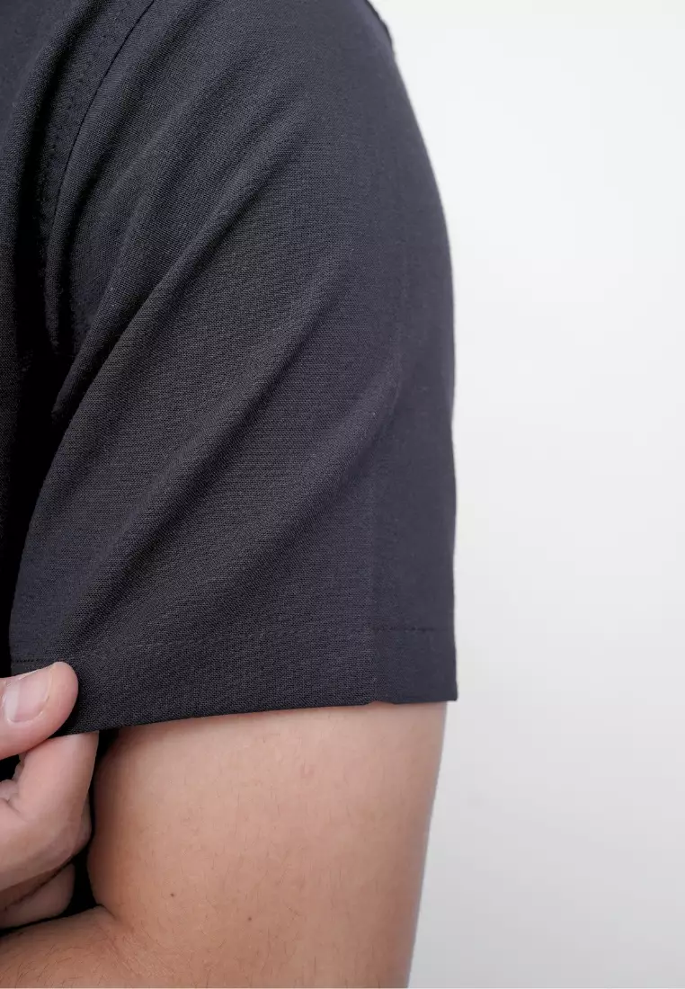 Ryusei Kemeja Kerah Koko Lengan Pendek Yatsuki Black