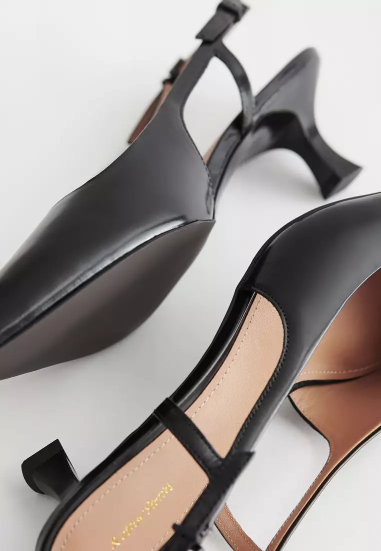 Pointed Slingback Kitten Heel Mules