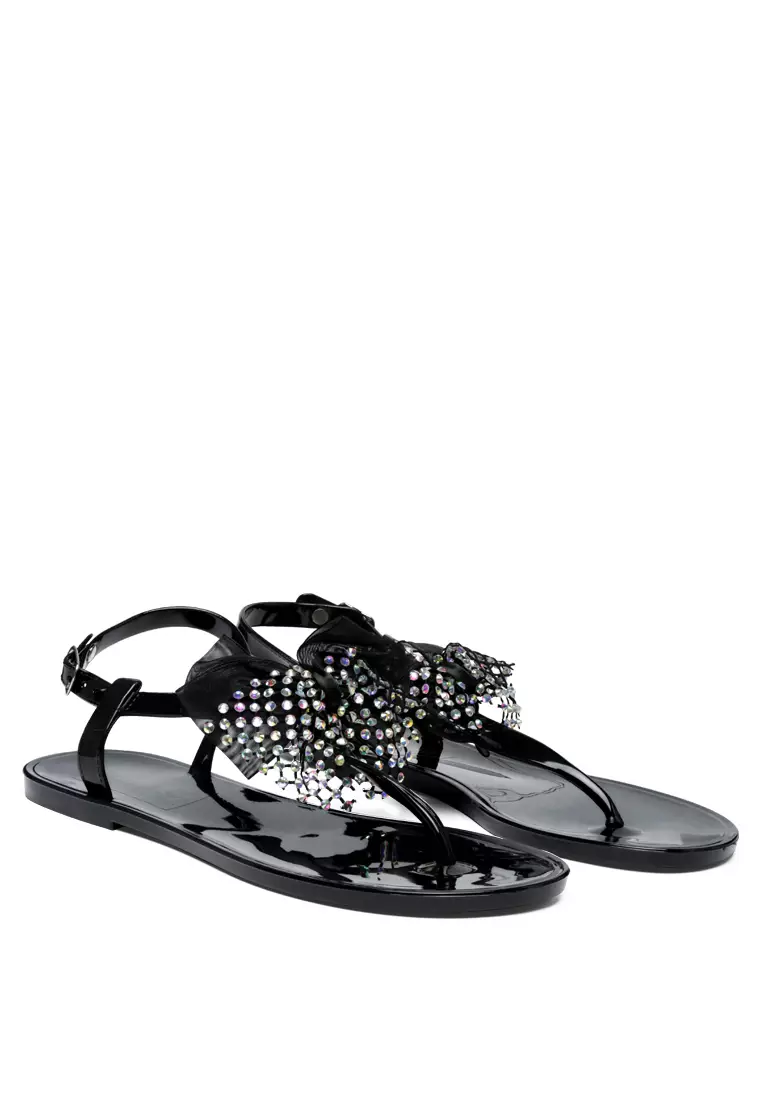 Buy London Rag Bow tie T Strap Flat Sandals in Black 2024 Online