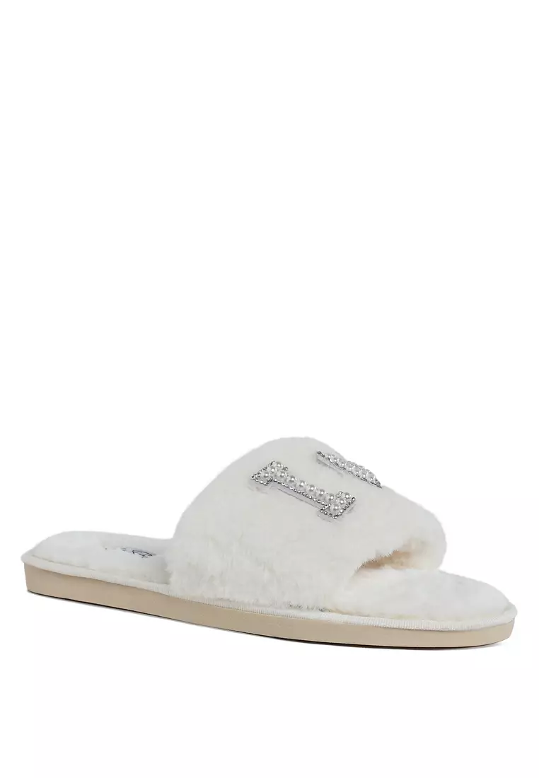 Buy London Rag Fur Sliders in Beige Online | ZALORA Malaysia