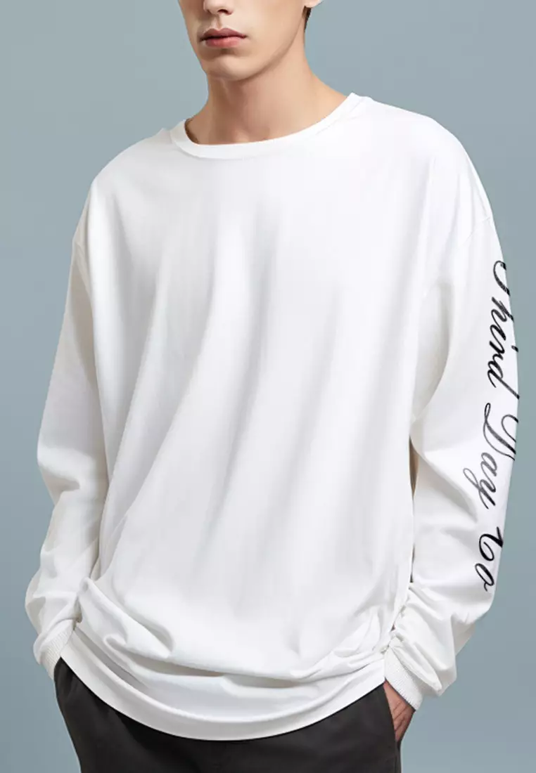 MTS73 Kaos Lengan Panjang Pria setara combed 20s Instacool "thirddayco script" putih