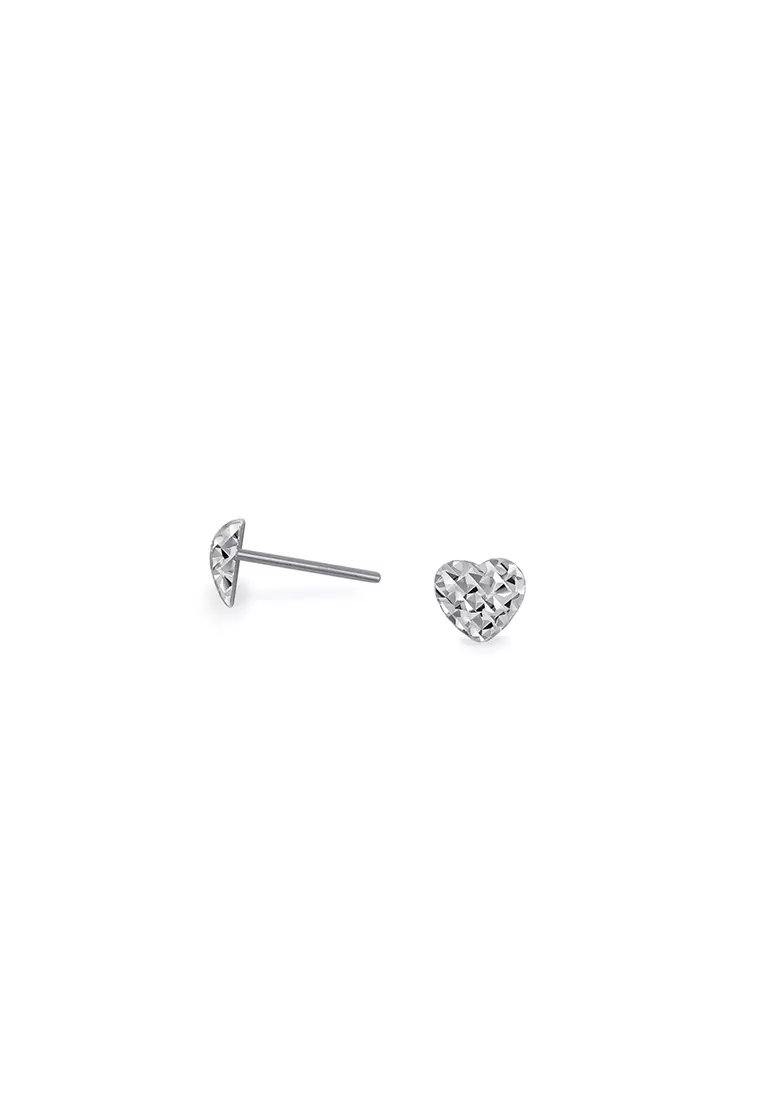 925 Sterling Silver Half Love Earrings SS100S Plated White Gold