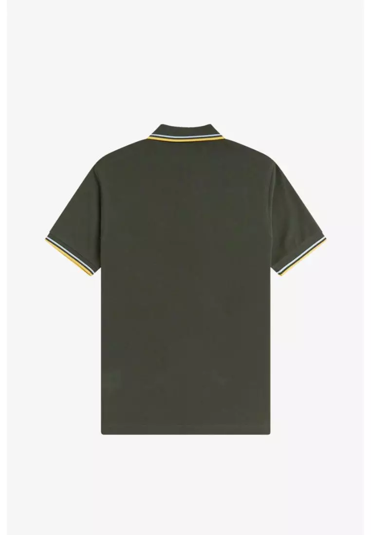 Fred Perry M3600 Twin Tipped Fred Perry Shirt (Hunting Green / Light Ice / Lemon Barley)