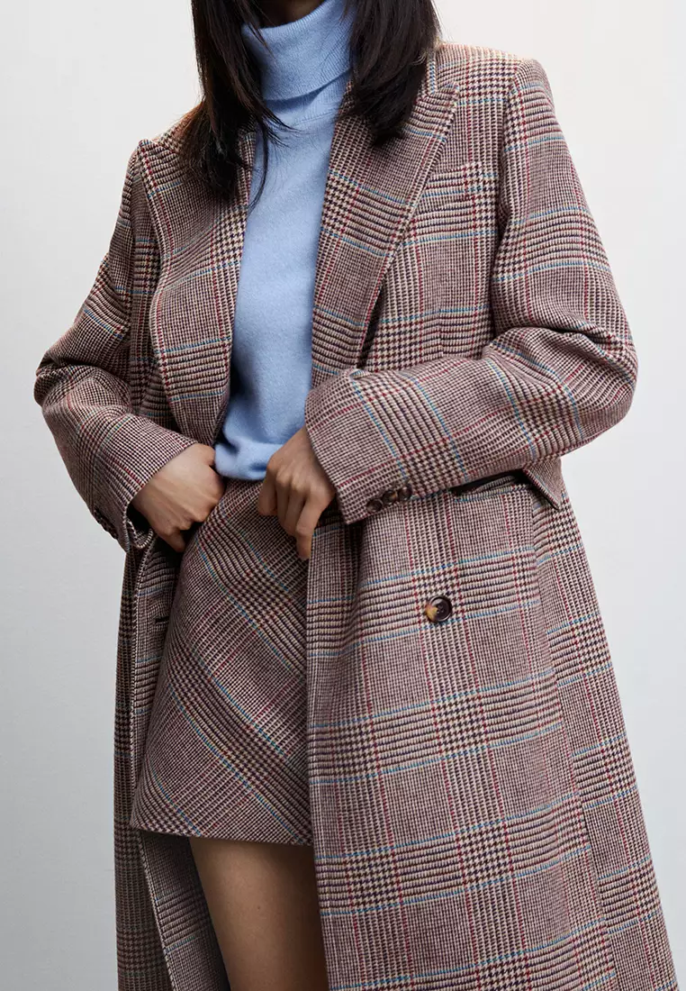 Mango check outlet coat