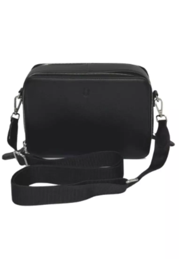 Oxhide Leather Messenger Bag - Full Grain Leather Sling Bag - Leather Sling Bag for Men J0081-black