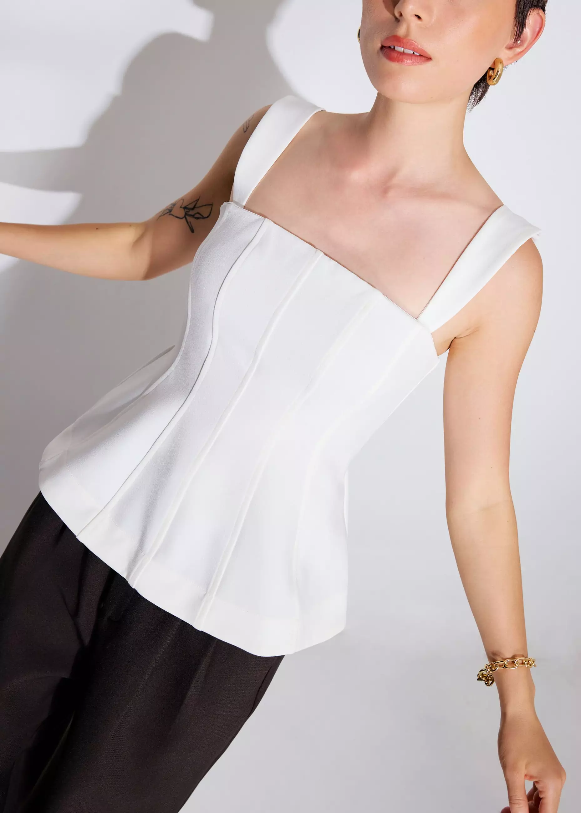 Atasan Wanita - BraFree by LB Bella Detachable Straps Panelled Peplum Top