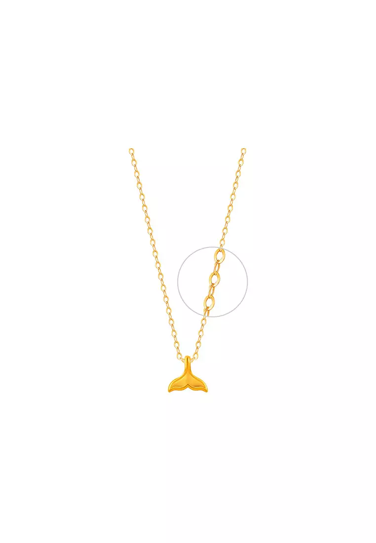 MJ Jewellery 999.9/24K Pure Gold Fish Tail with 916/22K Gold Polo Chain Necklace Set