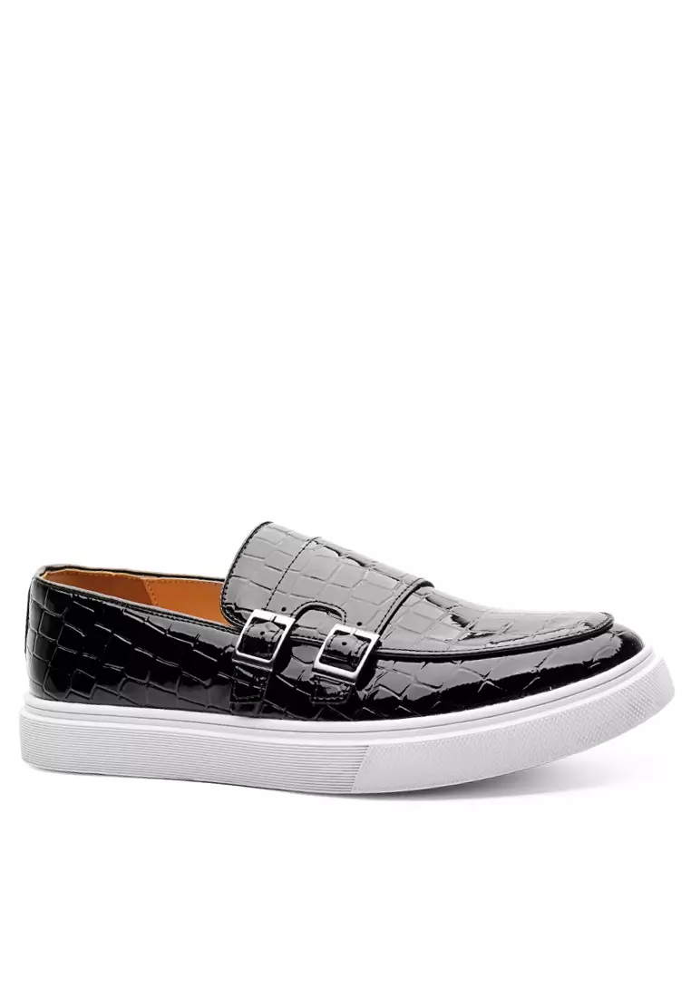 Discount on Twenty Eight Shoes  shoes - SKU: Texture Faux Patent Leather Buckle Loafers Wzwh1280