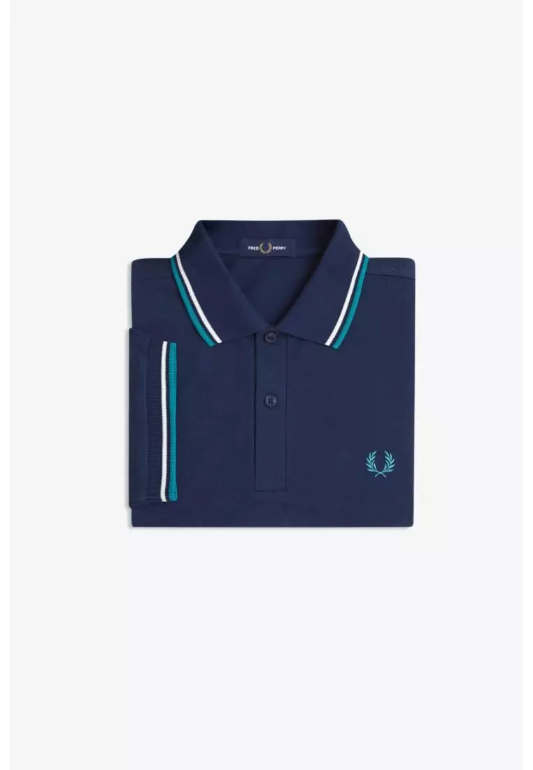 Fred Perry M3600 Twin Tipped Fred Perry Shirt (Tennis Blue / Snow White / Deep Mint)