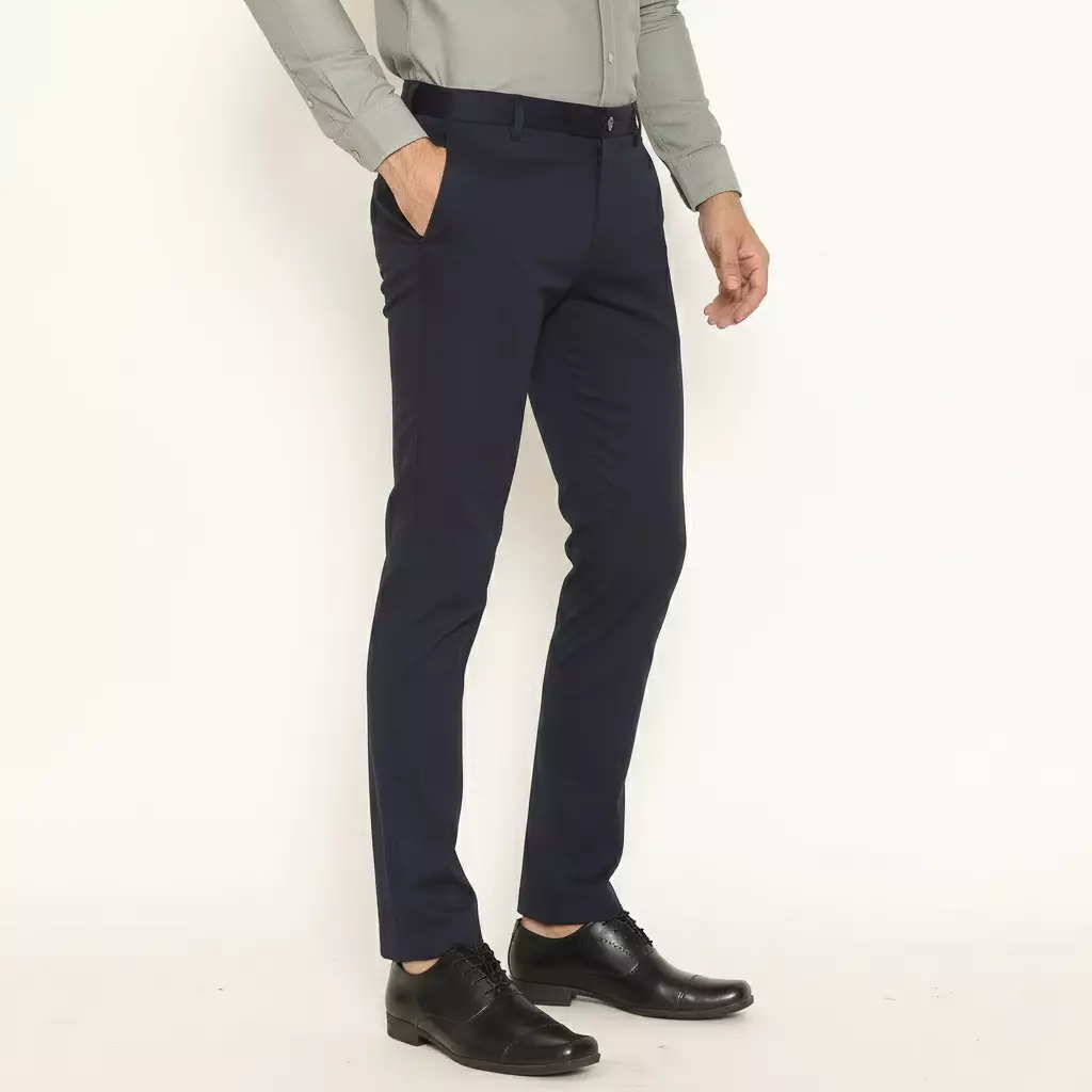 Schoeller Celana Chino Pria Slim Fit Panjang Warna Navy | Ravello
