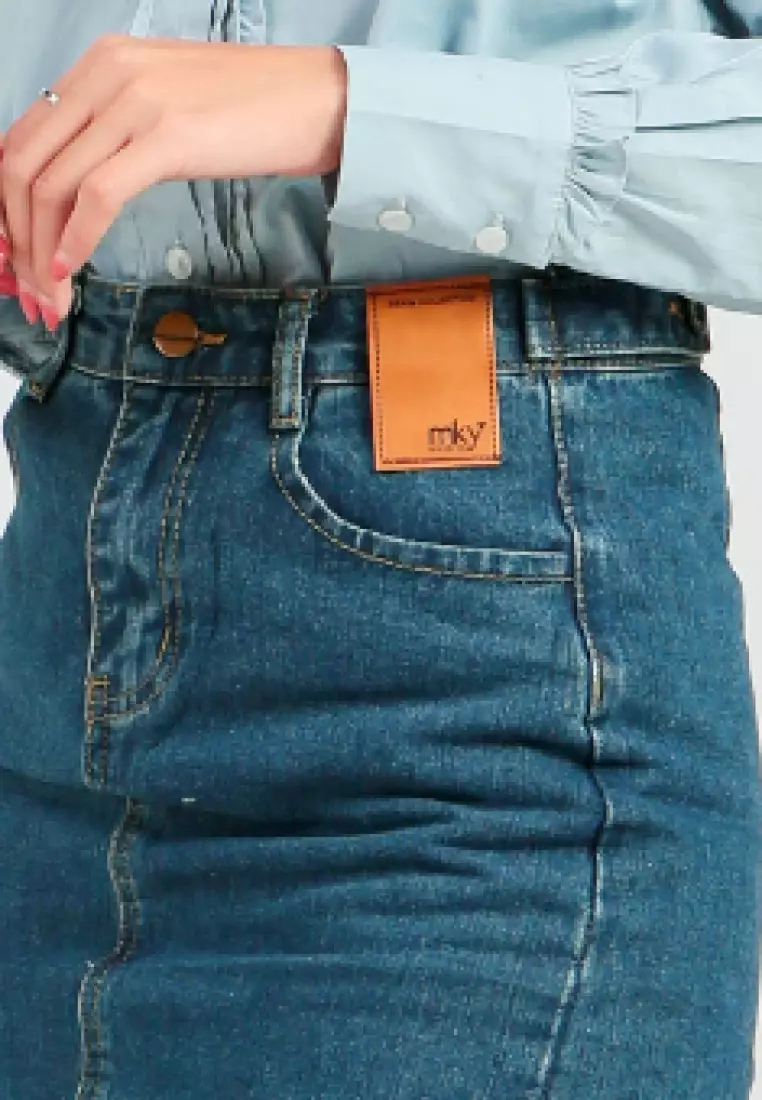 Gienna Slit Midi Skirt in Navy