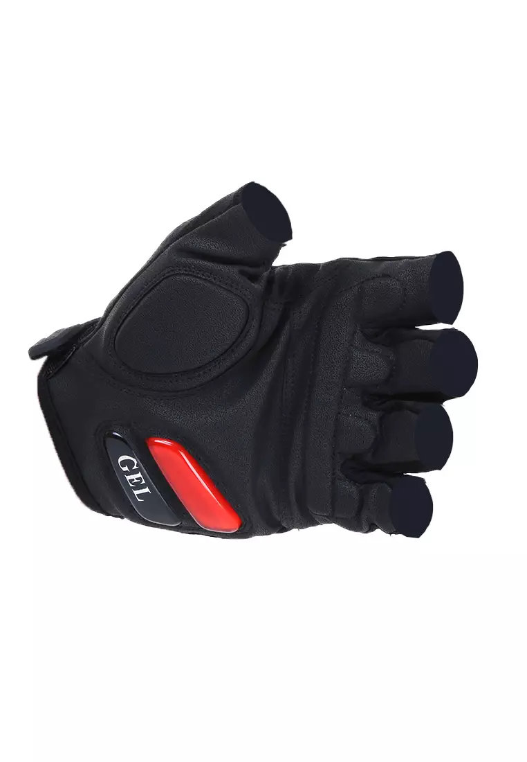 Decs Sports Gloves Sarung Tangan Sepeda Half Finger Shock Absorber Anti Slip Material Nylon Lycra ORIGINAL - Black