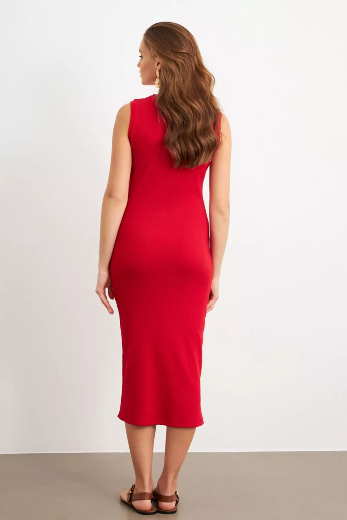 Button Detailed Midi Dress