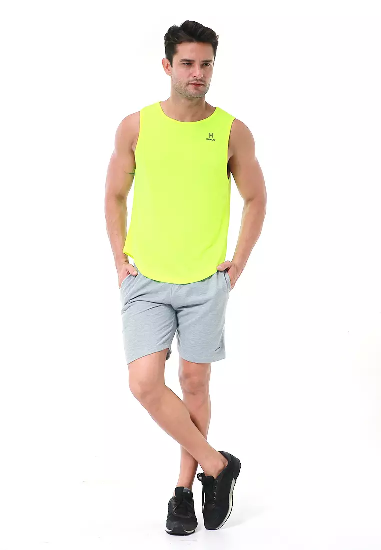 Bobby Atasan Kasual Pria Singlet Gym Motif Polos Sleeveless Sports Shirt Material Polyester Fiber ORIGINAL - Green
