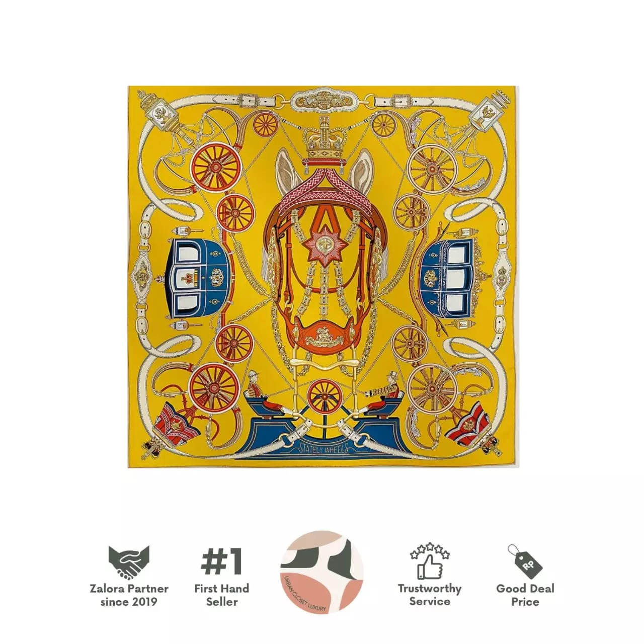 Scarf 90 X 90 Stately Wheels Jaune