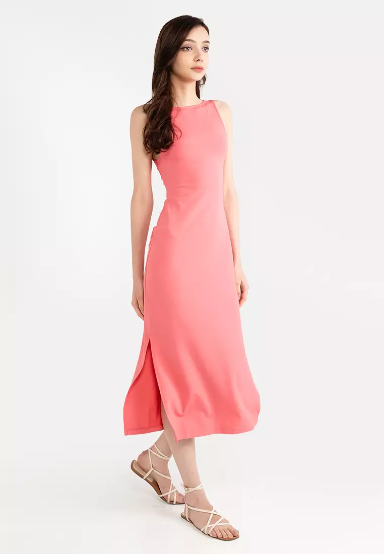 Jersey Twist Back Midi Dress