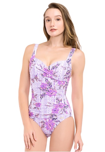 Sunseeker purple South Pacific Hibiscus DD/E Cup One-piece Swimsuit F4C25USFDB72CDGS_1