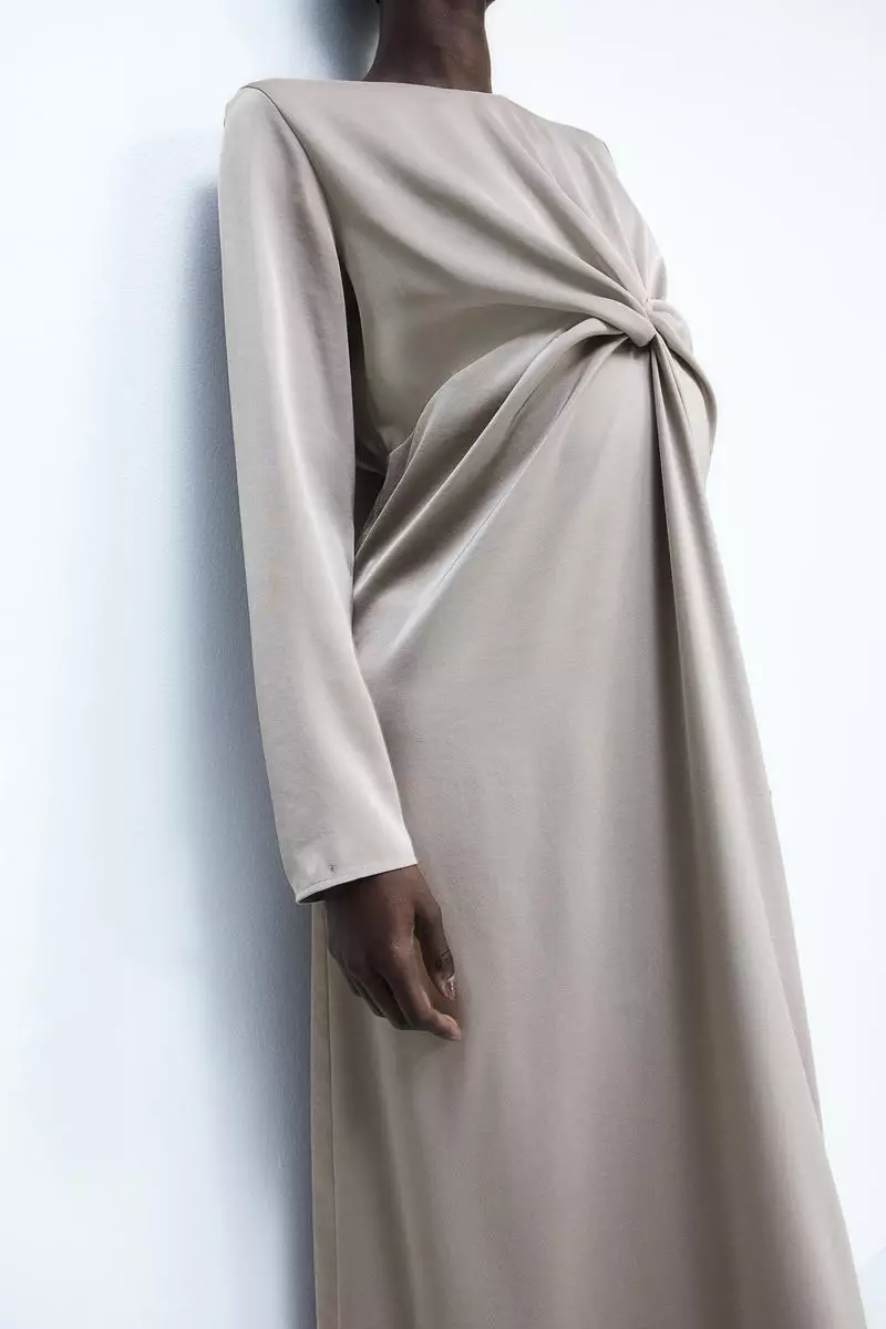 Buy H&M MAMA Draped knot-detail satin dress 2026 Online | ZALORA