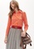 iROO orange Orange Button Front Blouse With Lace Trim Detail 3E8D8AA39A4867GS_1