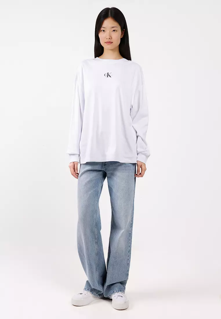 寬鬆長袖圓領T恤 - Calvin Klein Jeans