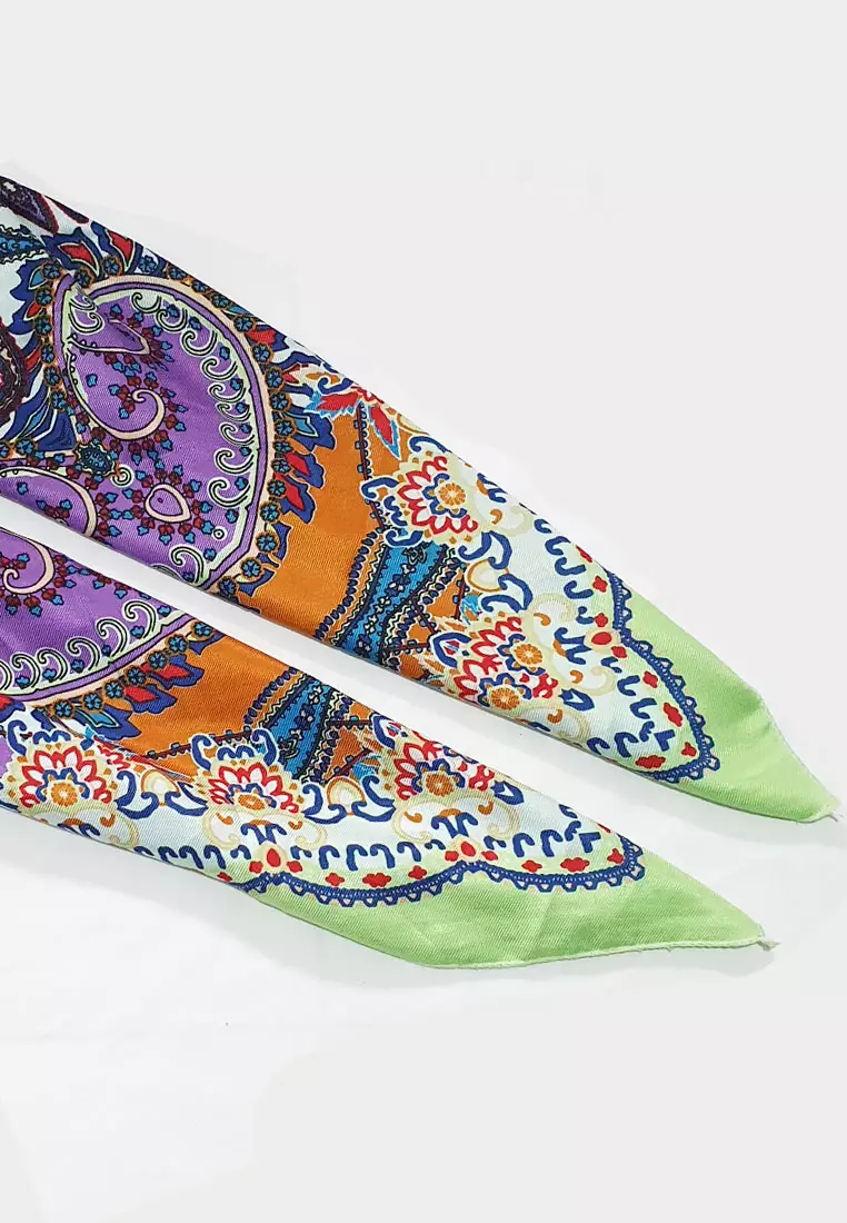 Paisley Poly-Cotton Square Scarf Green