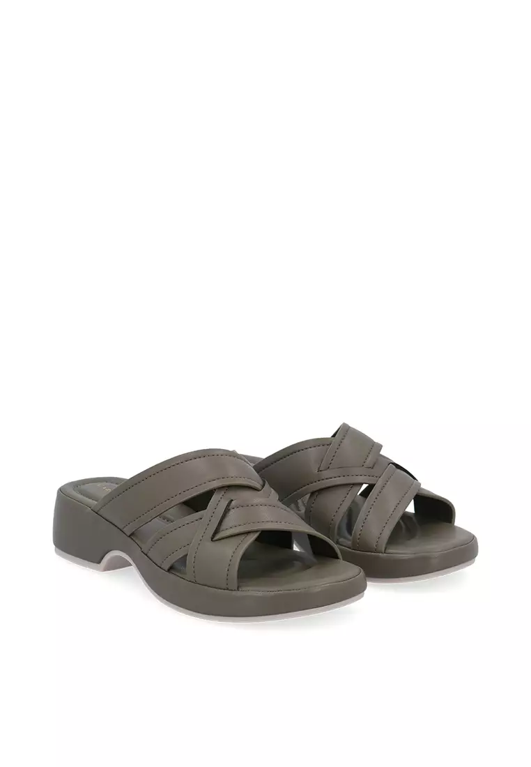 Dark Green CR Calla Wedge Sandals