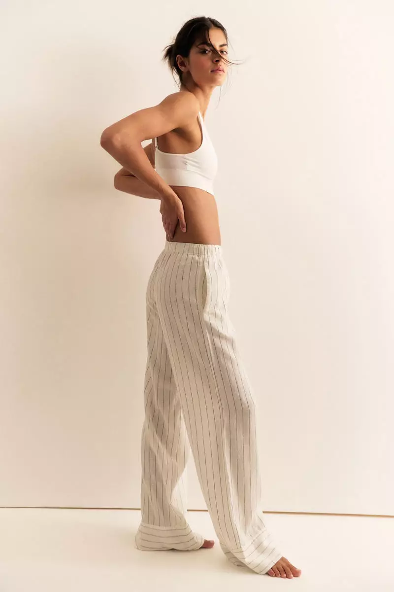 Wide linen-blend trousers