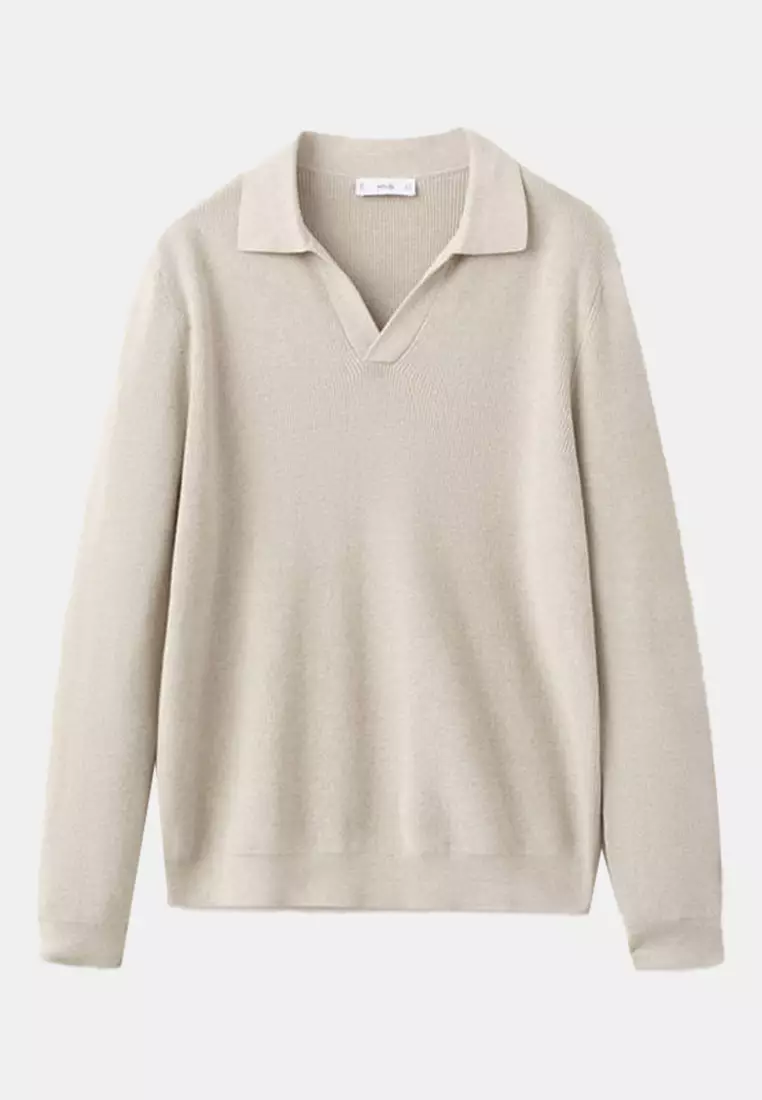 100% Cotton Ribbed Knit Polo Shirt