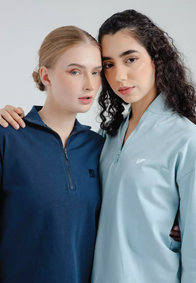 Havel Half-Zip Sweater Olahraga Wanita - Navy