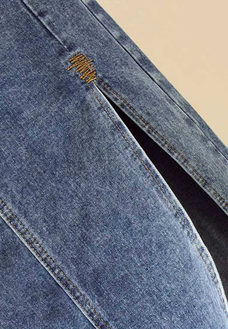 VANSA High Waist Slit Denim Skirt VCW-Sk6737
