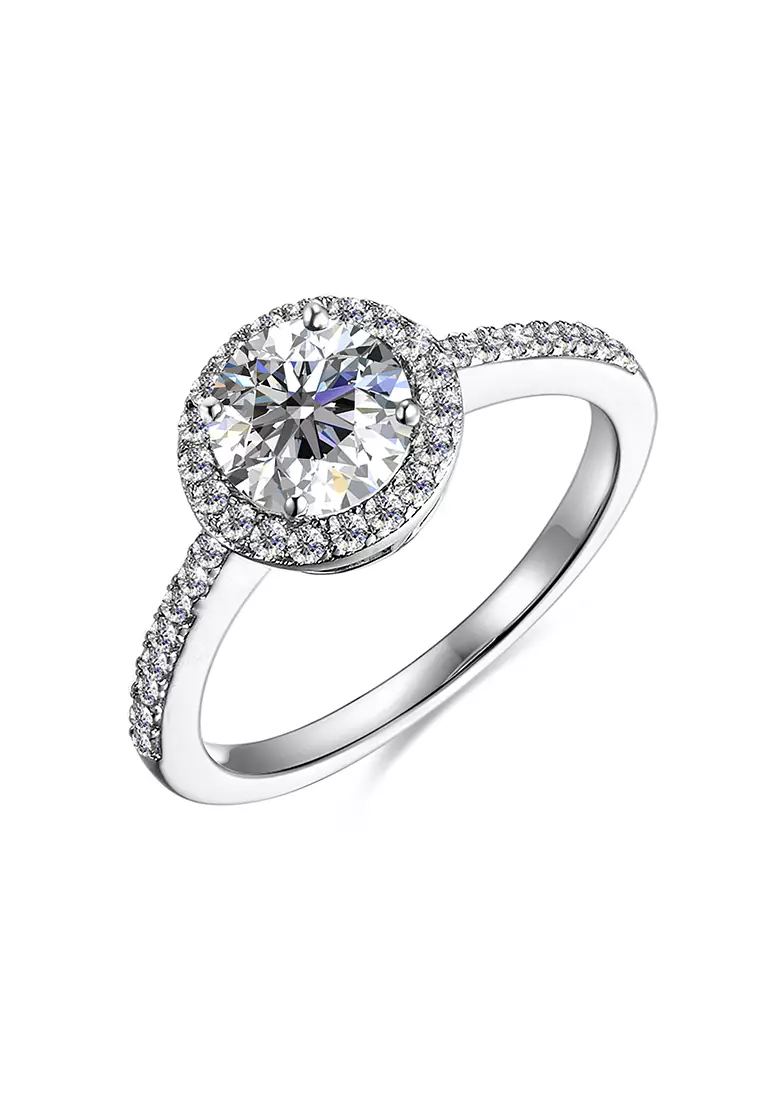 Berlian Moissanite Mon Elaine Ring [GRA CERTIFICATE MOISSANITE DIAMOND] - Cincin 1.0 CT Moissanite Diamond 925 Silver Celesta by Her Jewellery