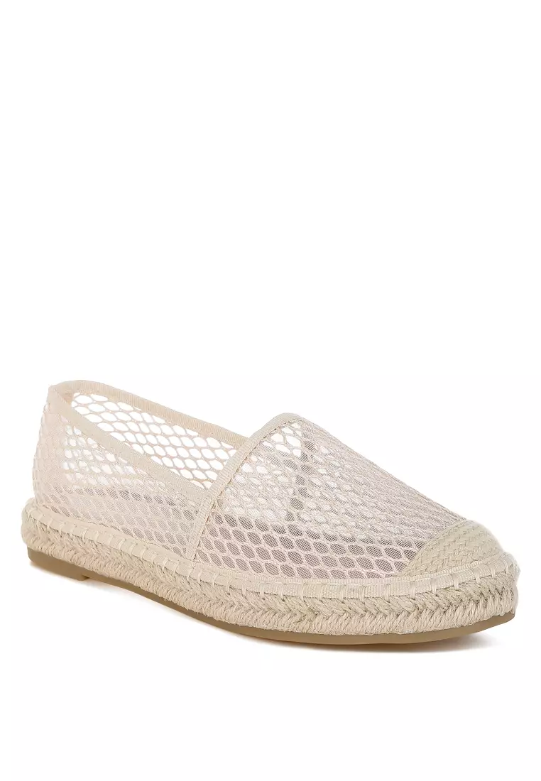 Mesh Espadrille Loafers In Beige