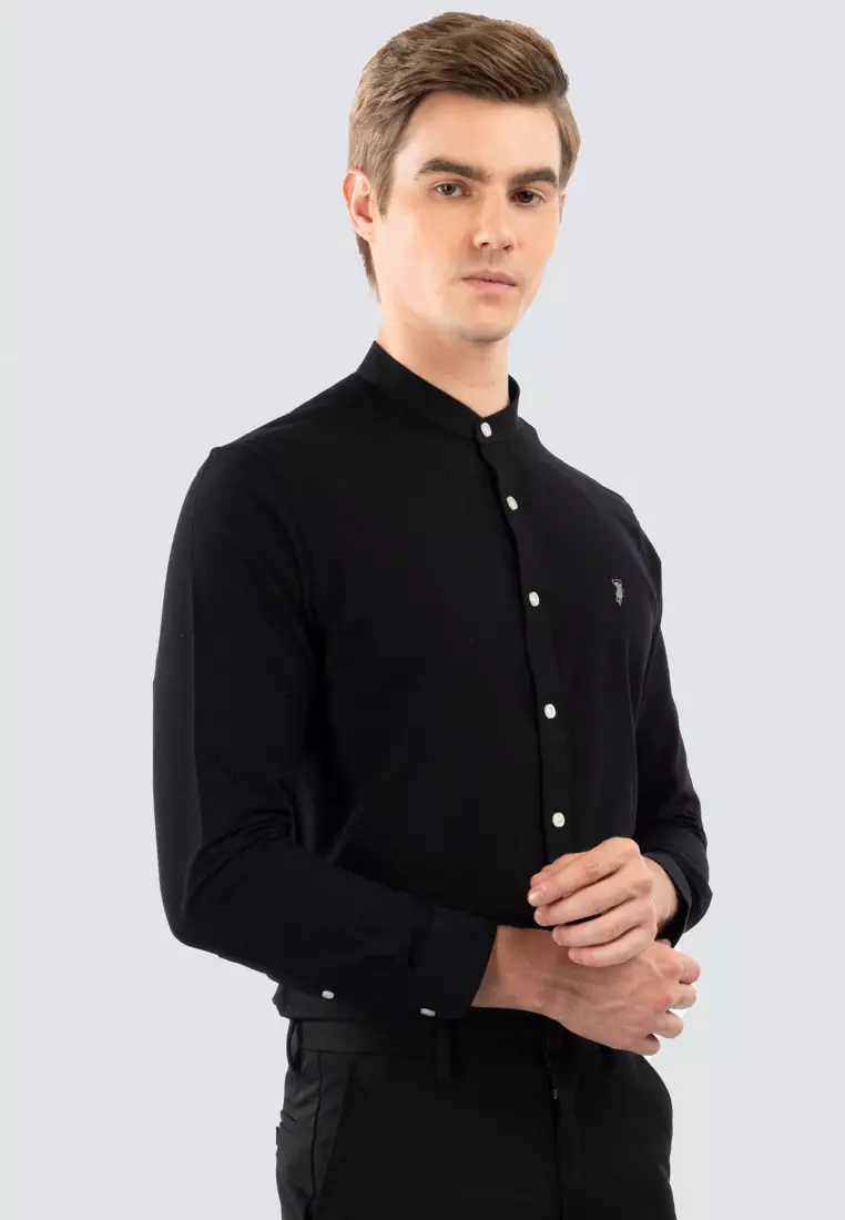 Polo Haus - Men’s Cotton Mix Signature Fit Mandarin Collar Long Sleeve MBLSE002
