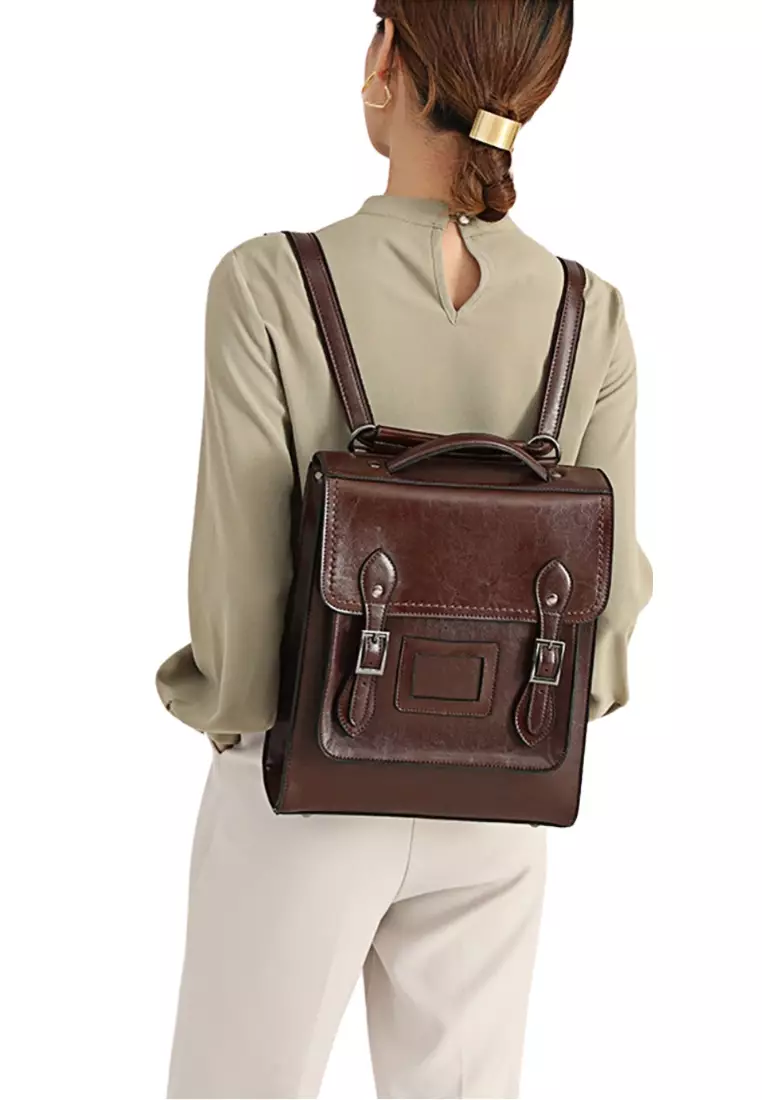 Women's Retro Cowhide Leather Shoulder Bags Backpacks