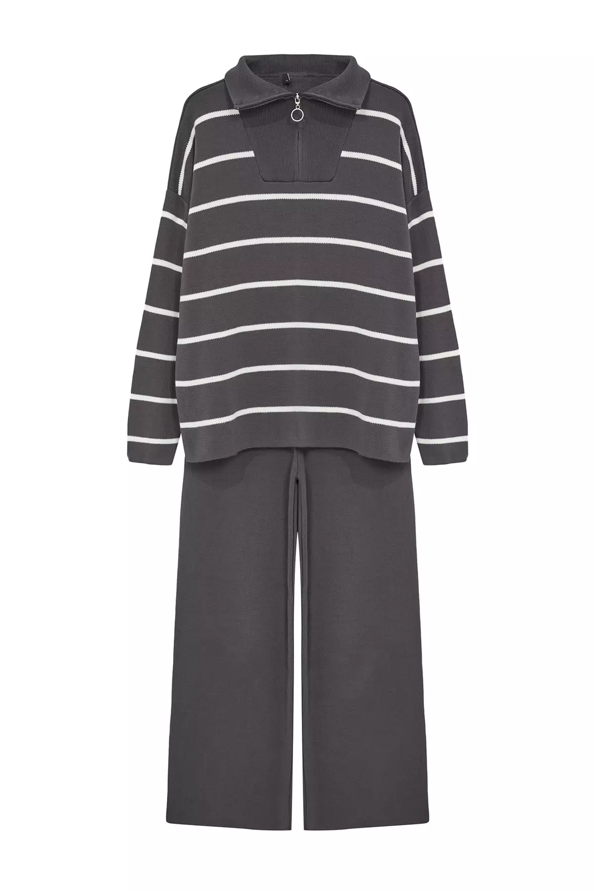 Wide Fit Anthracite Knitwear Set Zippered