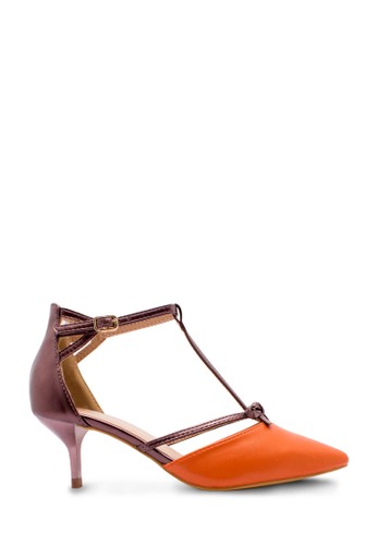 Sepatu Wanita Low Heels Orange Coklat