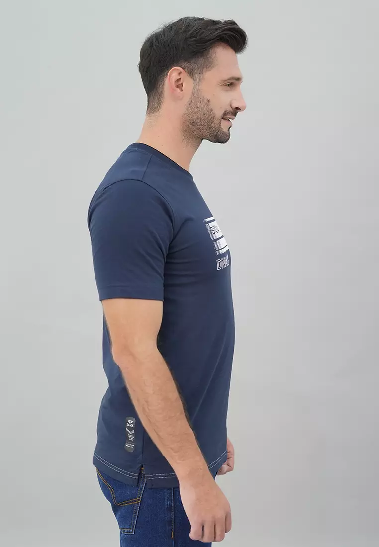 LGS - Slim Fit - Kaos Casual Pria - Lengan Pendek - Polos - Biru - JTS.322.S3205F.01.C