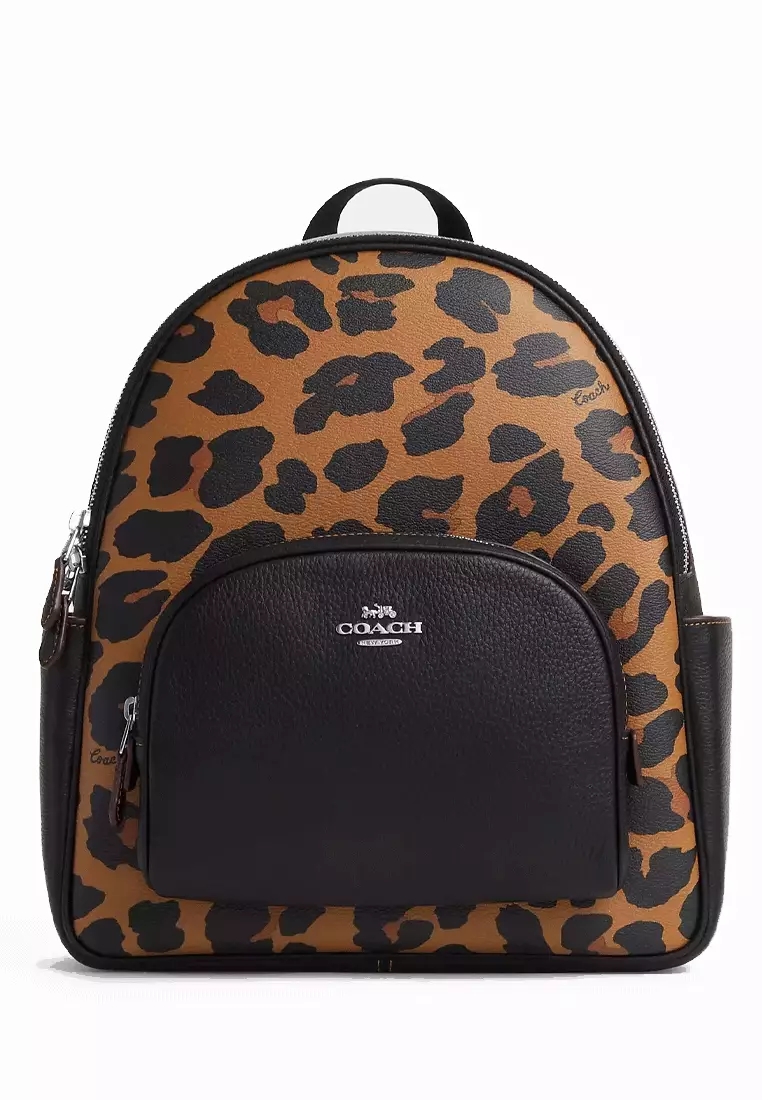 網上選購Coach COACH Court Backpack With Signature Canvas And Leopard Print ...