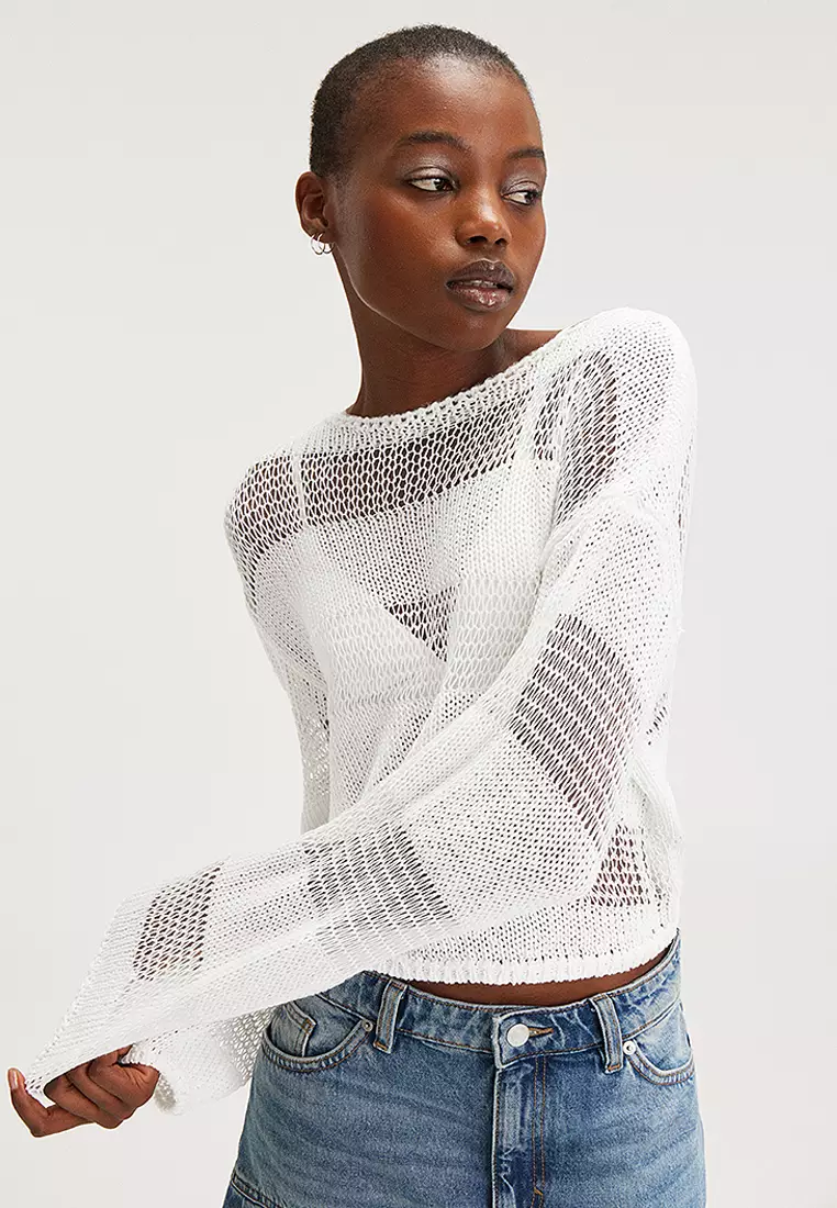 White mesh sweater on sale