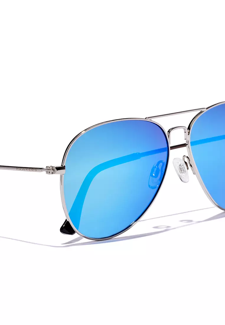 HAWKERS Hawk Polarized Silver Blue Sunglasses For Men And Women, Unisex. Official Product Designed In Spain